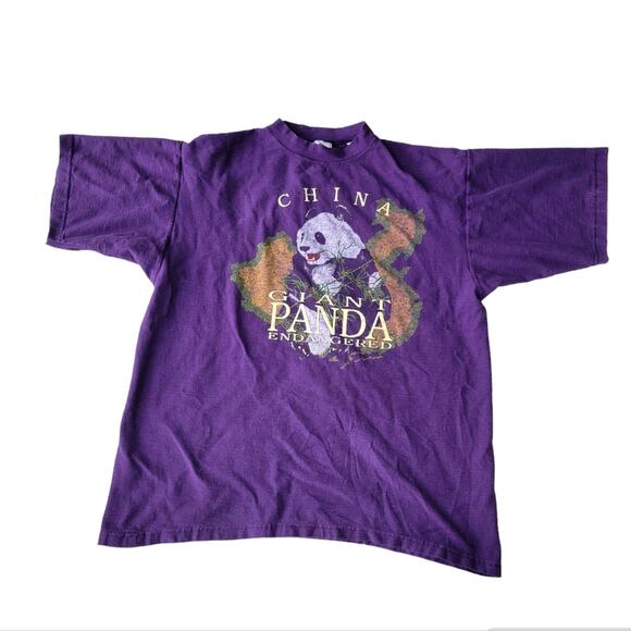 Vintage 90s Giant Panda China T-shirt Large - Picture 1 of 5
